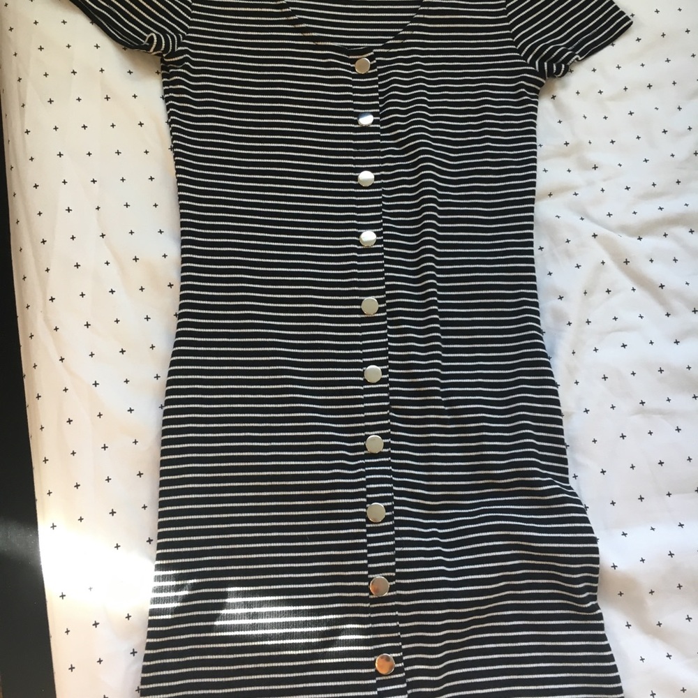 Black and White Striped Body con Dress